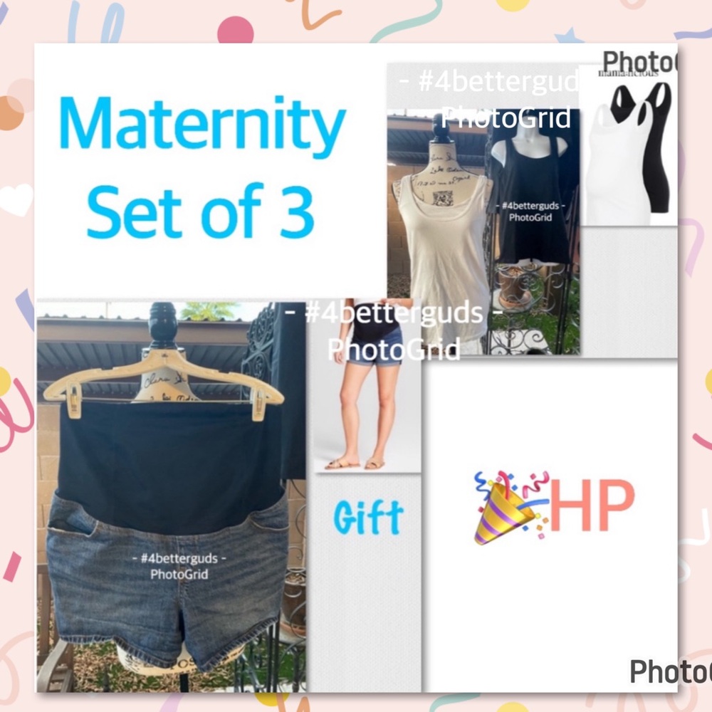 SET 3 Isabel Maternity Crossover Midi Short + Mama:Licious Organic Nell 2 Tanks